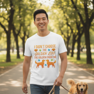 I Didn’t Choose the Golden Life Golden Retriever Tee - front view dog lover t-shirt design
