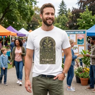 Plant Parents T-Shirt - Art Nouveau Plants - Multi Tee - front view plant lover gardening t-shirt design