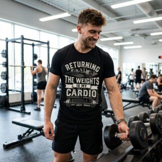 Returning the Weights is My Cardio T-Shirt | Weightlifting Gym Workout Tee lifestyle