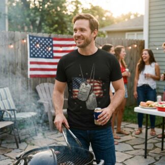 Military Dog Tags Flag Tee lifestyle
