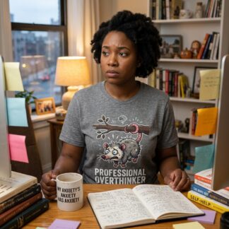 Professional Overthinker Possum T‑Shirt | Funny Overthinking Graphic Tee lifestyle photo