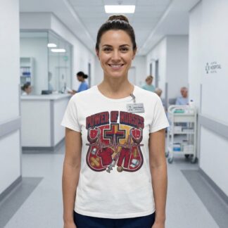 Power of Nurses T-Shirt | Nurse Tools Cross Stethoscope Heartbeat - Nurses design
