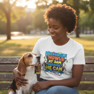 My Beagle Howls At 3AM Because He Can T-Shirt - front view dog lover t-shirt design