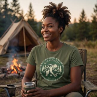 Camping T-Shirt - Bear Camping Badge - Multi Tee