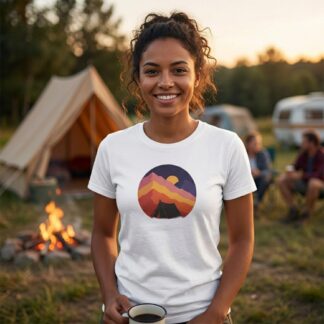 Camping T-Shirt - Retro Mountain Tent - Multi Tee