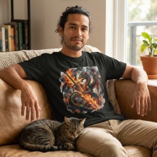 Flaming Dragon Sword T-Shirt | Fantasy Dragon, Fire Sword, Mythic Crest