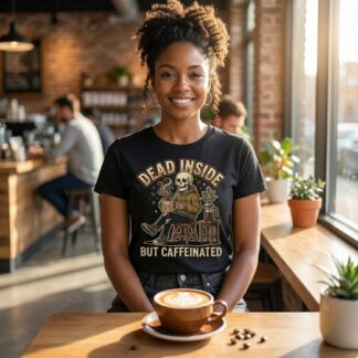 Dead Inside But Caffeinated T-Shirt | Skeleton Coffee Tee