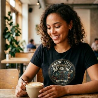 Brew-tiful Morning T-Shirt | Coffee Cup Sunrise Graphic Tee