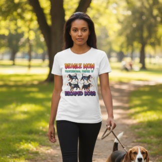 Beagle Mom professional finder of escaped dogs T-Shirt - front view dog lover t-shirt design