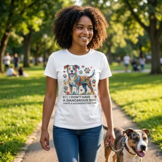 Colorful Pitbull Illustration I Don't Have A Dangerous Dog T-Shirt | Funny Misunderstood Dog Tee - Dog Owners design