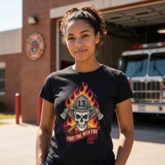 Firefighter Skull Graphic Tee — Art Outbreak Originals | Black