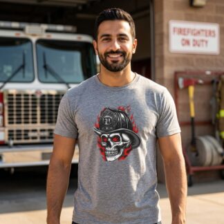 Firefighters T-Shirt - Firefighter Skull Badge - Multi Tee
