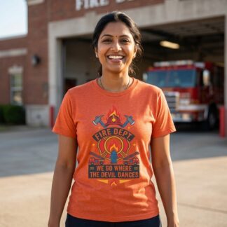Fire Dept logo We Go Where The Devil Dances T-Shirt | Firefighter Tee
