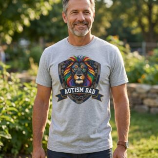 Rainbow Lion Autism Dad Tee | Awareness Pride Shirt