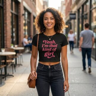 Yeah I'm That Kind of Girl baby tee | Retro script graphic crop top