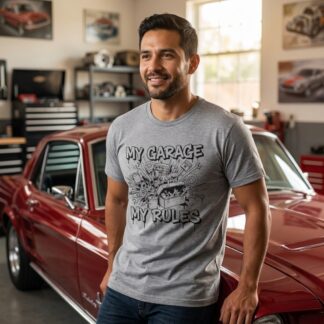Mechanics T-Shirt - MY GARAGE MY RULES - Car Tools Illustration Graphic Tee lifestyle photo