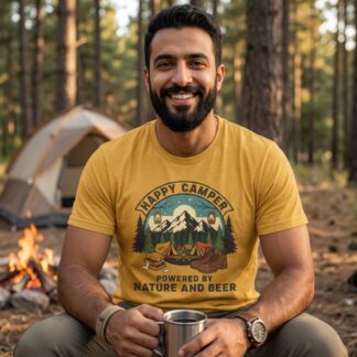 Happy Camper camping scene T-Shirt lifestyle photo
