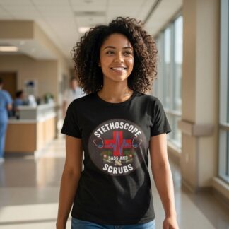 Stethoscope Sass and Scrubs Tee lifestyle photo