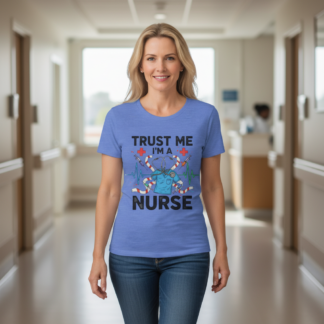 Trust Me I’m a Nurse T-Shirt | Nurse Scrubs Stethoscope Heartbeat Design