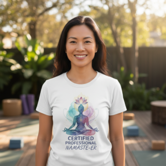 Certified Professional Namaste-er Tee | Yogini Meditation Lotus Shirt - front view