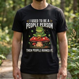I Used To Be A People Person Frog on Mushroom T-Shirt lifestyle photo