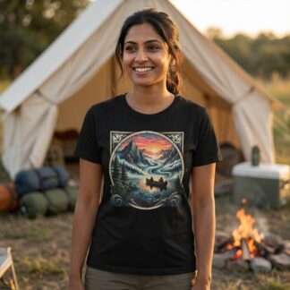 Sunset Mountain Canoe Scene Crew Tee lifestyle photo