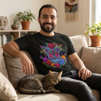 Sugar Skull Cat Tee lifestyle photo