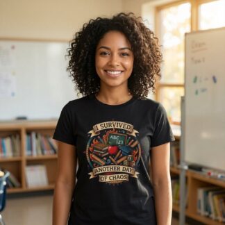 I Survived Another Day of Chaos teacher T-Shirt lifestyle photo
