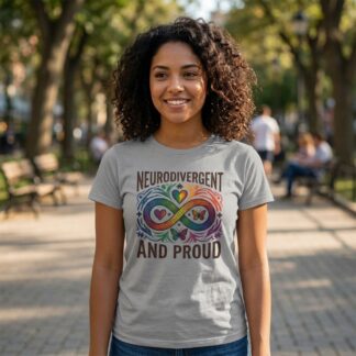 Neurodivergent and Proud Tee lifestyle photo
