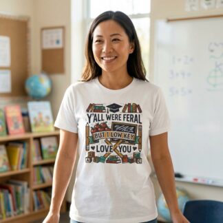 Y'all Were Feral But I Low Key Love You Teacher T-Shirt lifestyle photo