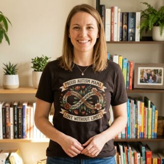 Proud Autism Mama T-Shirt | Love Without Limits lifestyle image | Art Outbreak