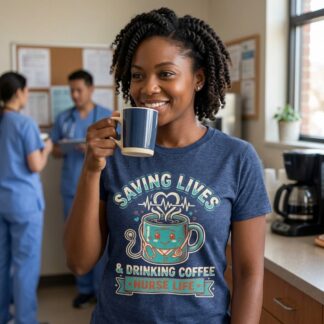 Saving Lives & Drinking Coffee nurse life T-Shirt | Nurse Coffee Tee product image