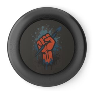 Art Outbreak Logo Frisbee | Raised Fist Protest Art Flying Disc — Disc Golf t-shirt front design