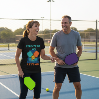 Zero Zero Two Let's Go T-Shirt - front view pickleball t-shirt design