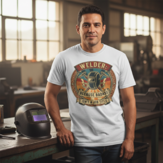 Welder Because Badass Isn’t a Job Title T-Shirt front view | Art Outbreak