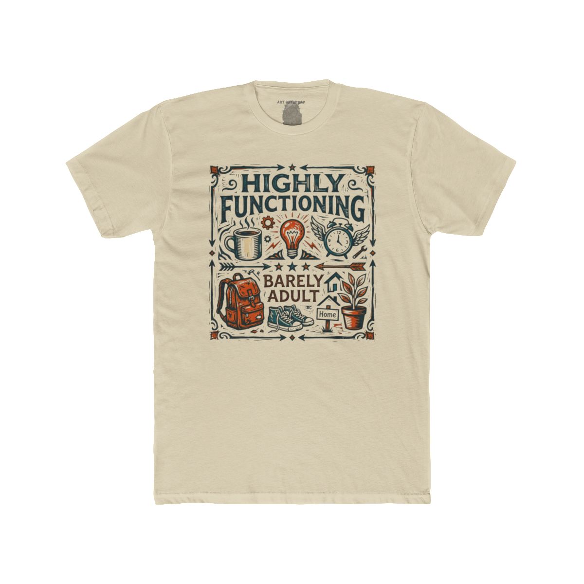 Highly Functioning Barely An Adult Tee | Coffee, Books, Plants Design - Image 4