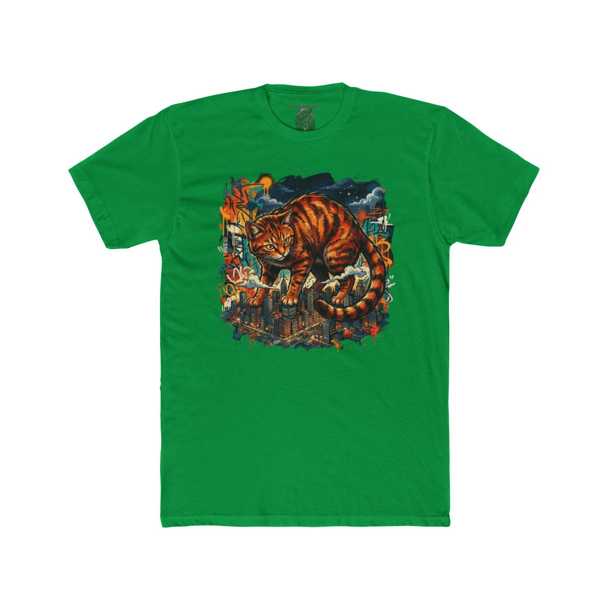 Giant Orange Tabby Cat Climbing City Rooftop T-Shirt | Urban Cat Illustration - Image 10
