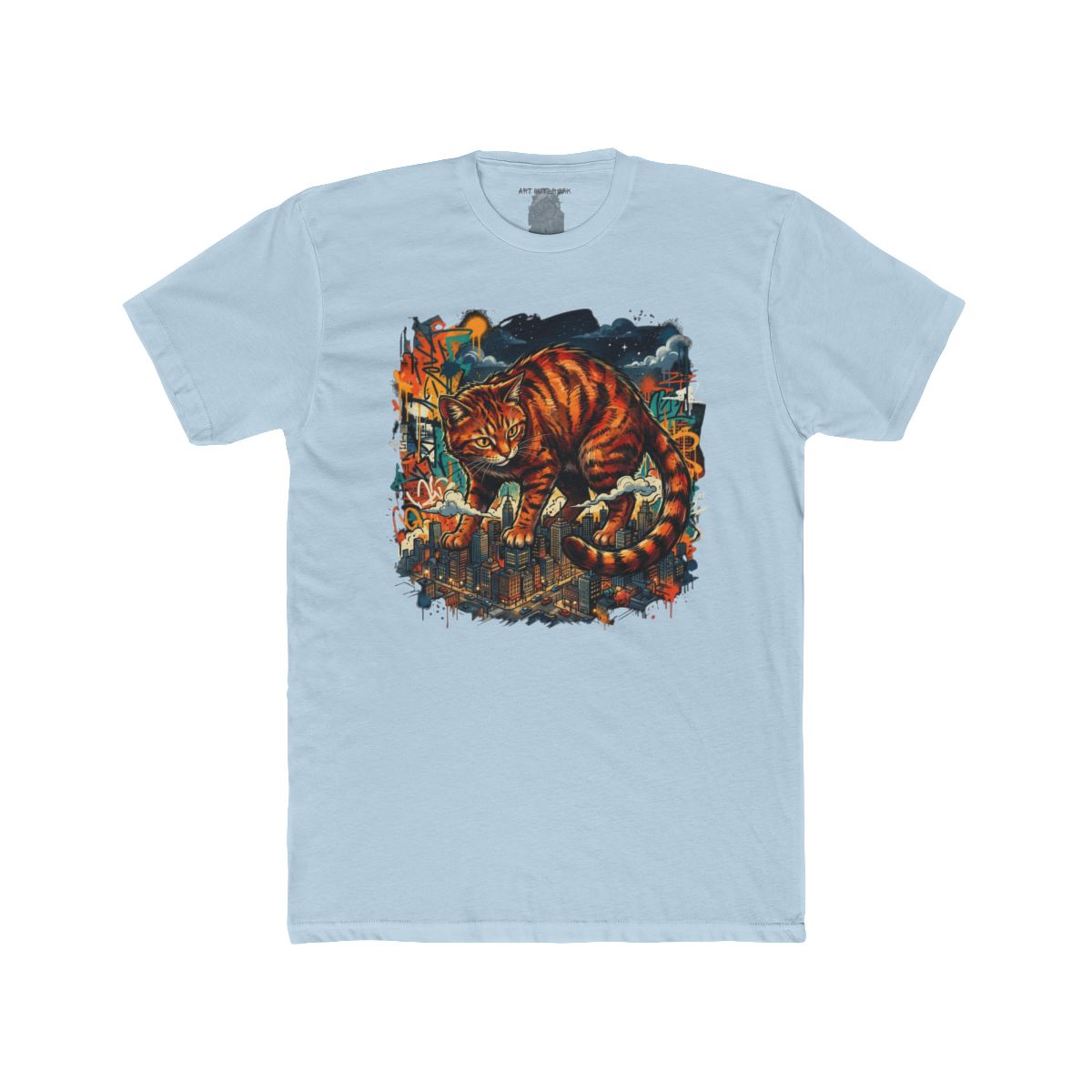 Giant Orange Tabby Cat Climbing City Rooftop T-Shirt | Urban Cat Illustration - Image 12