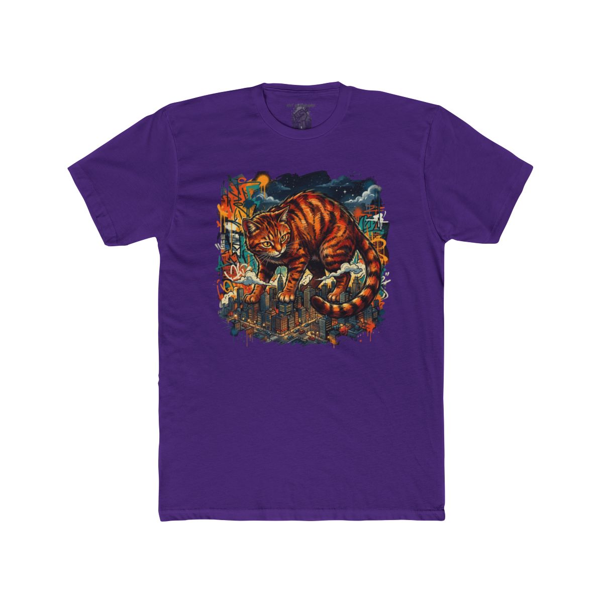 Giant Orange Tabby Cat Climbing City Rooftop T-Shirt | Urban Cat Illustration - Image 14