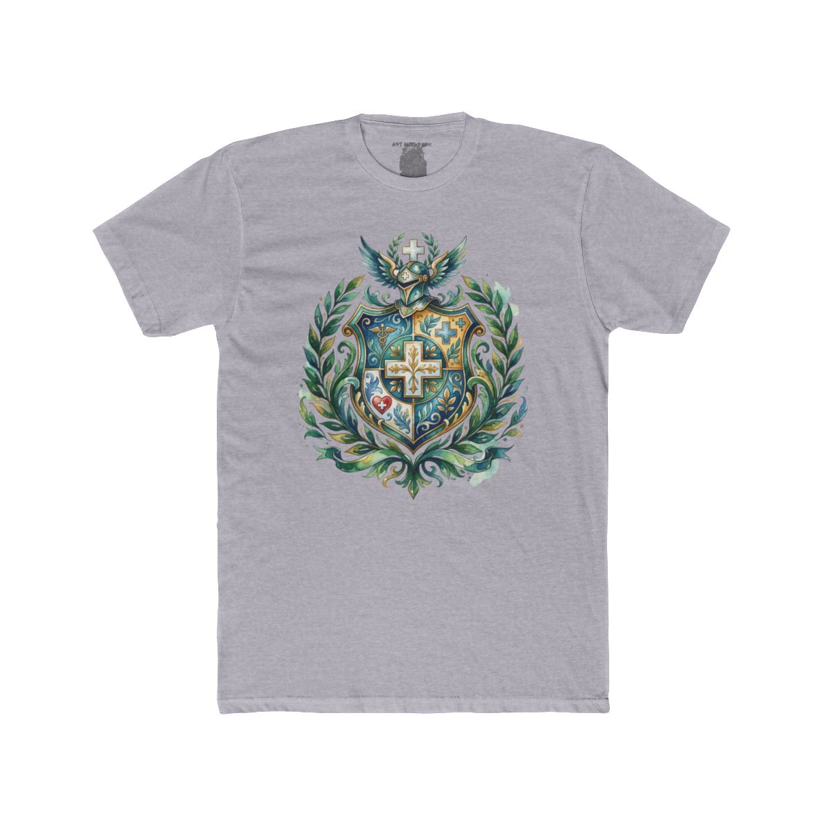 Heraldic Nurse Shield with Cross T-Shirt | Floral Crest, Vintage Coat of Arms - Image 6
