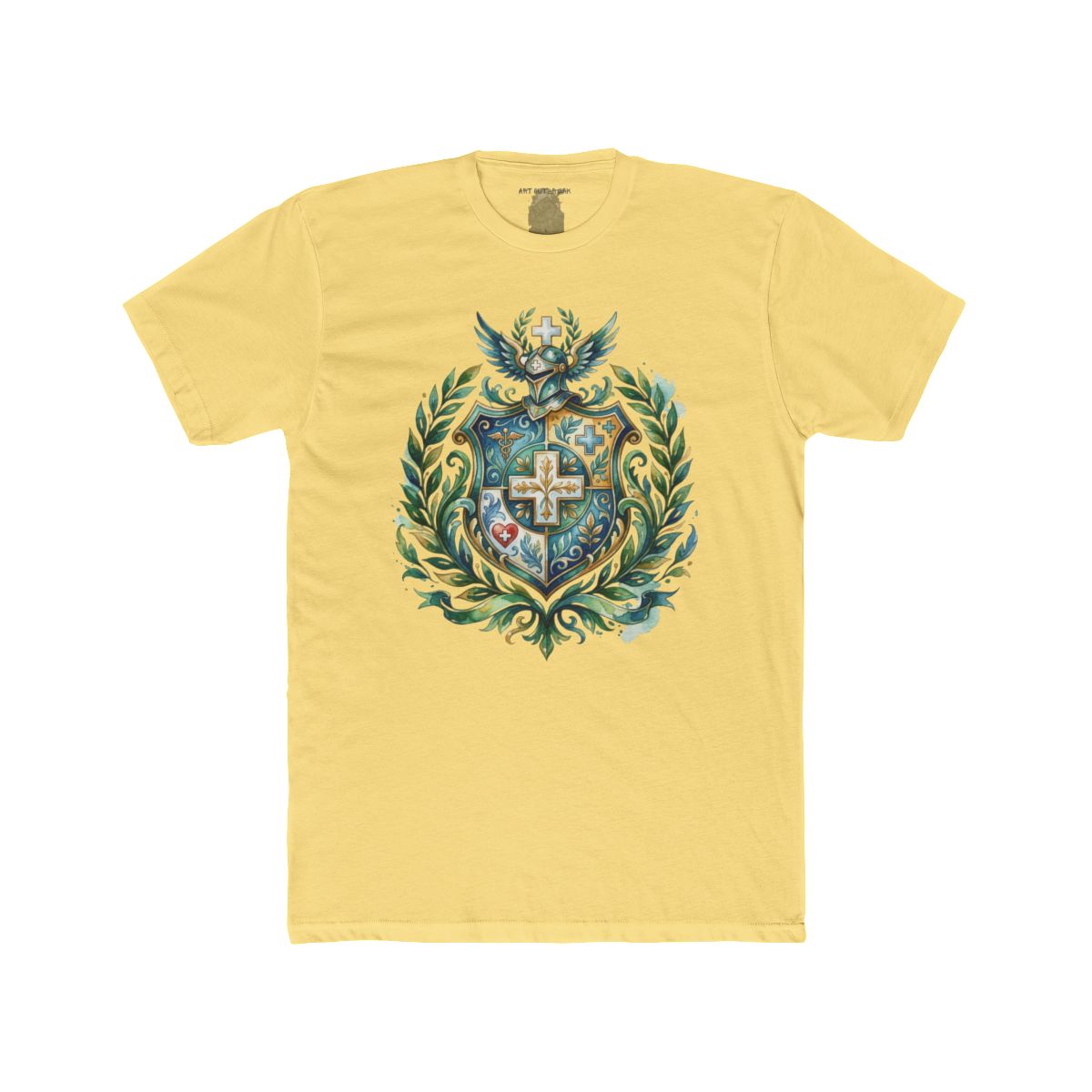 Heraldic Nurse Shield with Cross T-Shirt | Floral Crest, Vintage Coat of Arms - Image 9