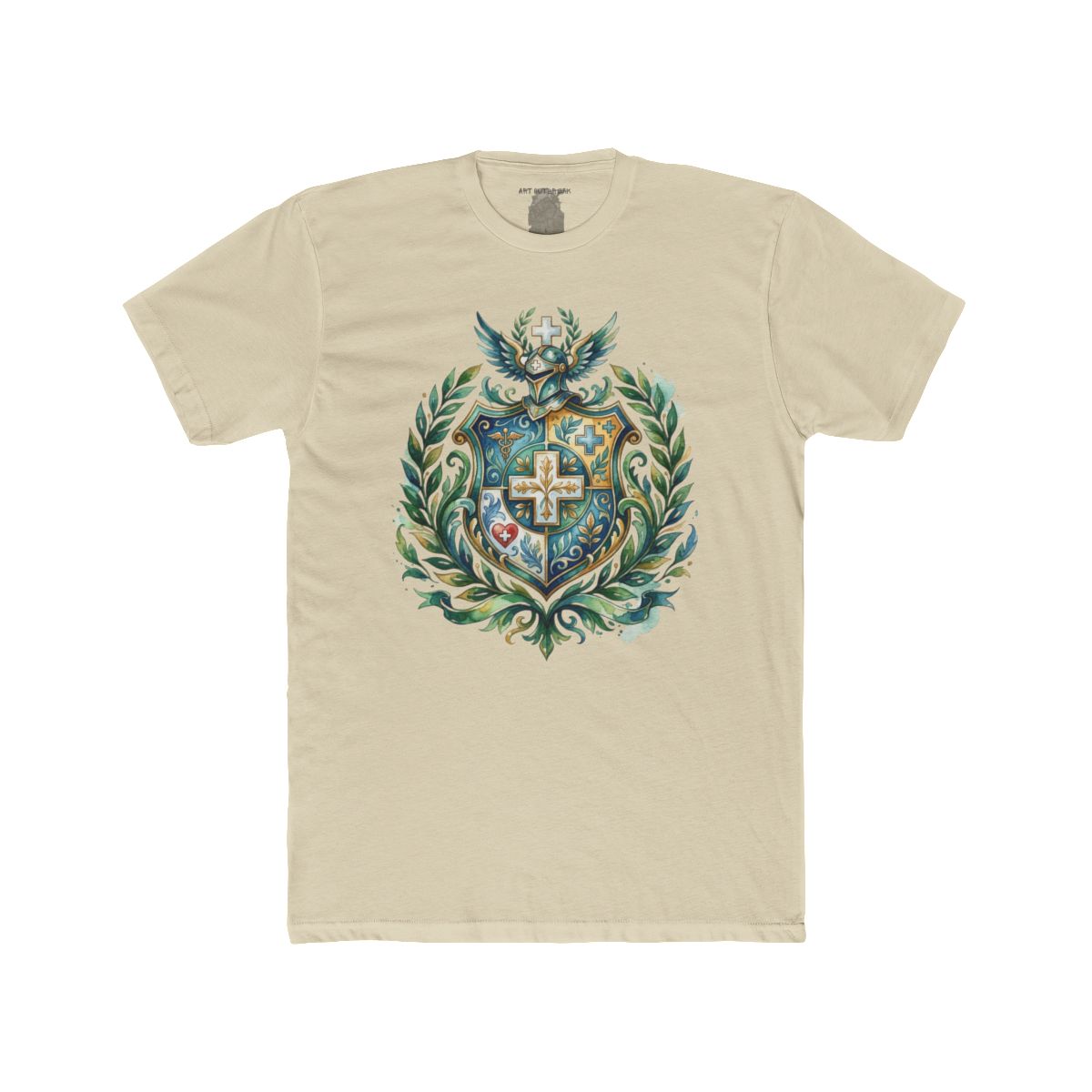 Heraldic Nurse Shield with Cross T-Shirt | Floral Crest, Vintage Coat of Arms - Image 5