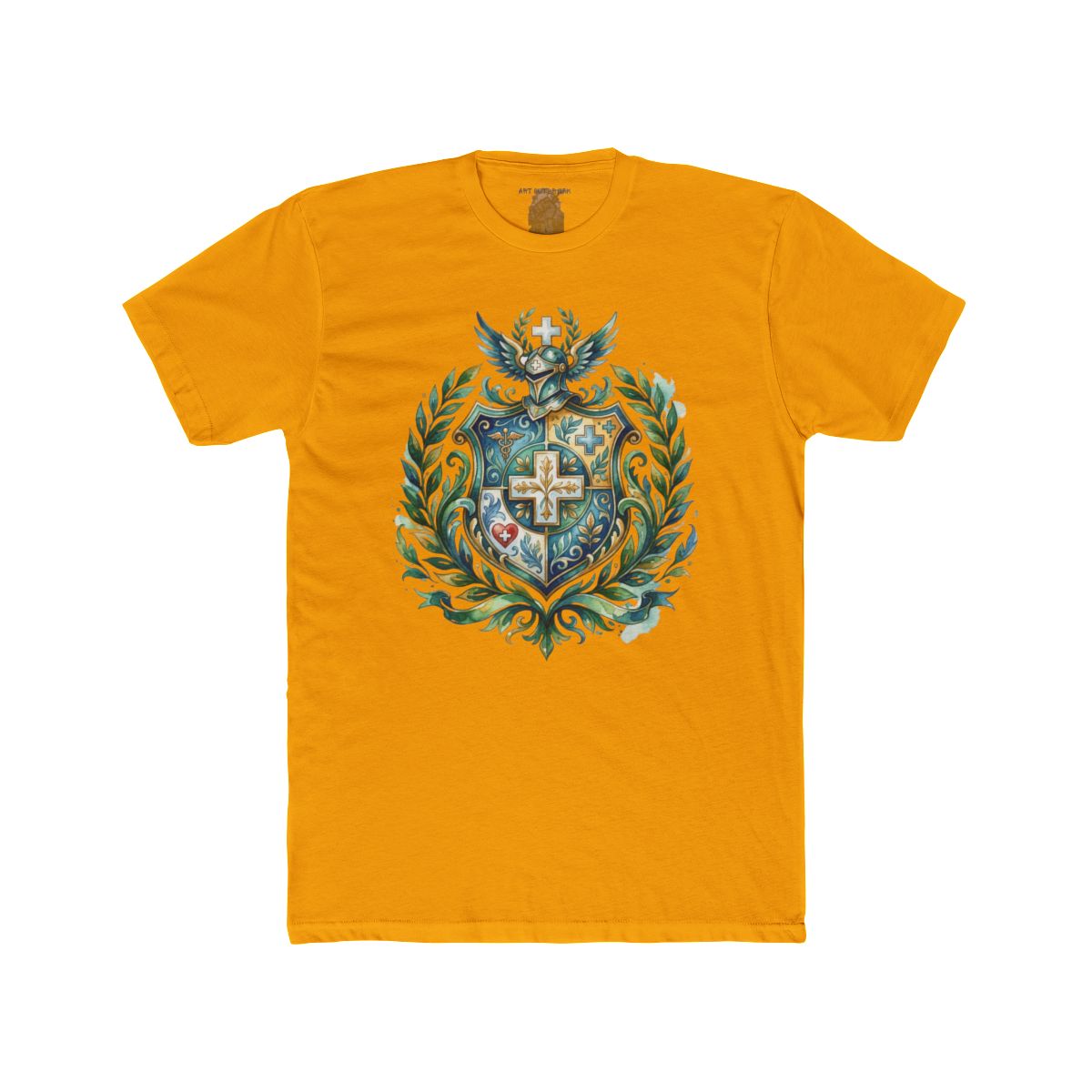 Heraldic Nurse Shield with Cross T-Shirt | Floral Crest, Vintage Coat of Arms - Image 7