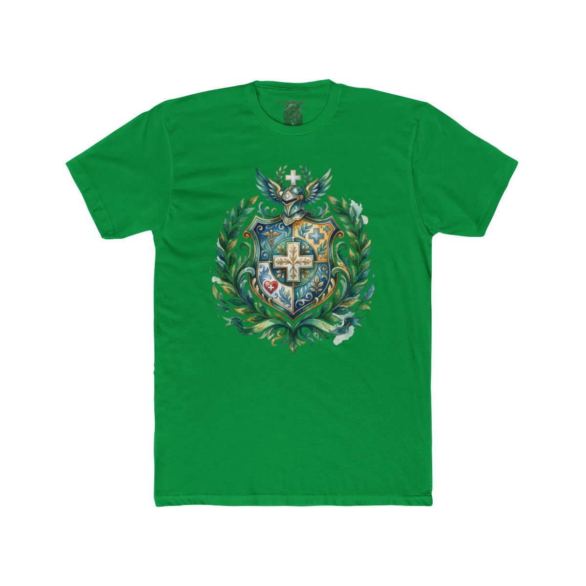 Heraldic Nurse Shield with Cross T-Shirt | Floral Crest, Vintage Coat of Arms - Image 11