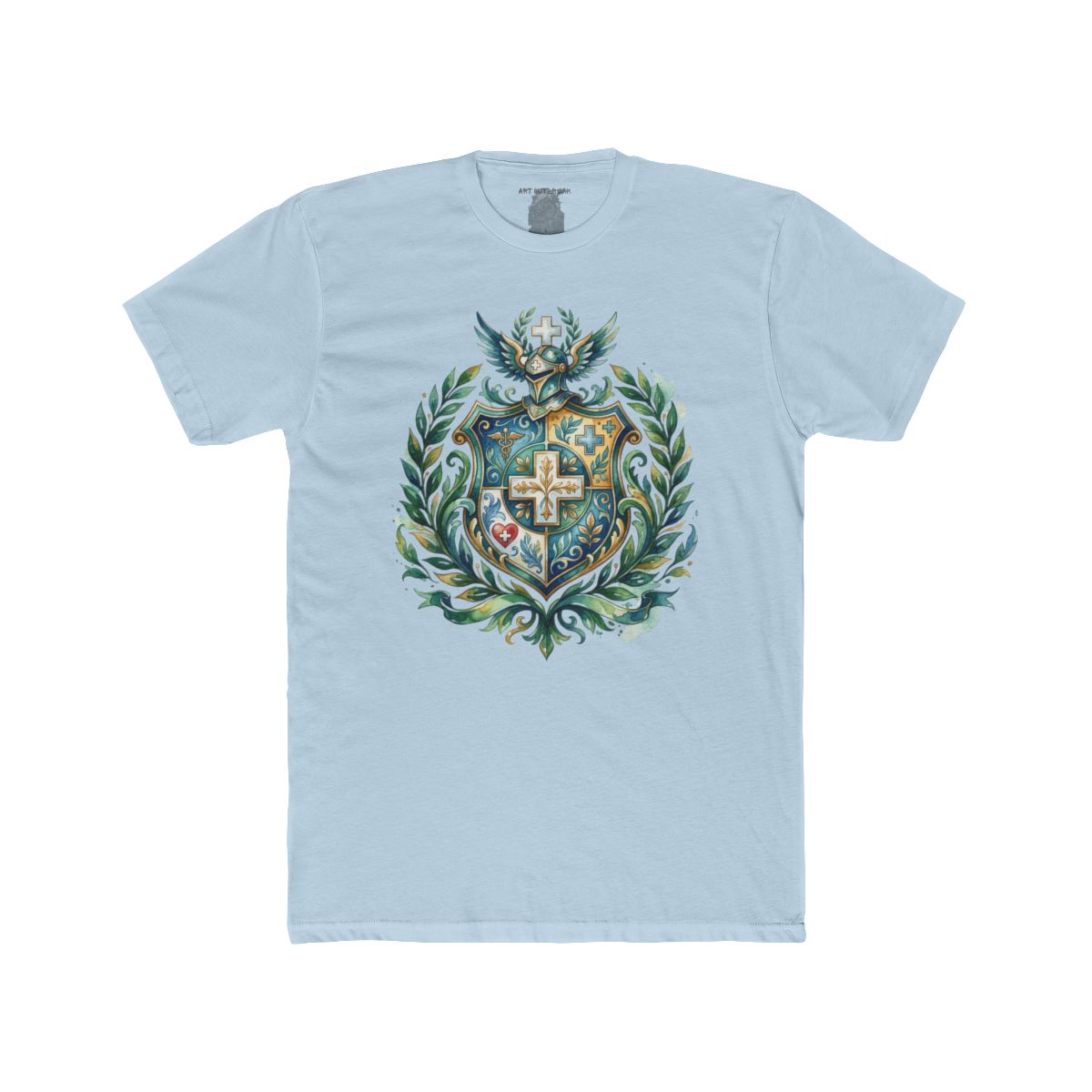 Heraldic Nurse Shield with Cross T-Shirt | Floral Crest, Vintage Coat of Arms - Image 13