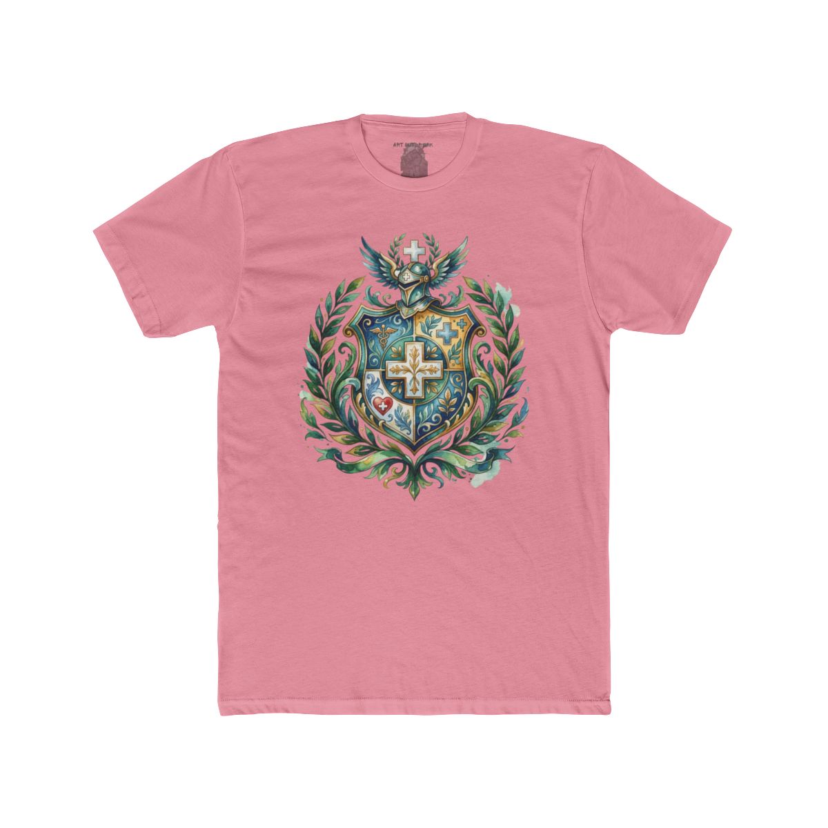 Heraldic Nurse Shield with Cross T-Shirt | Floral Crest, Vintage Coat of Arms - Image 15