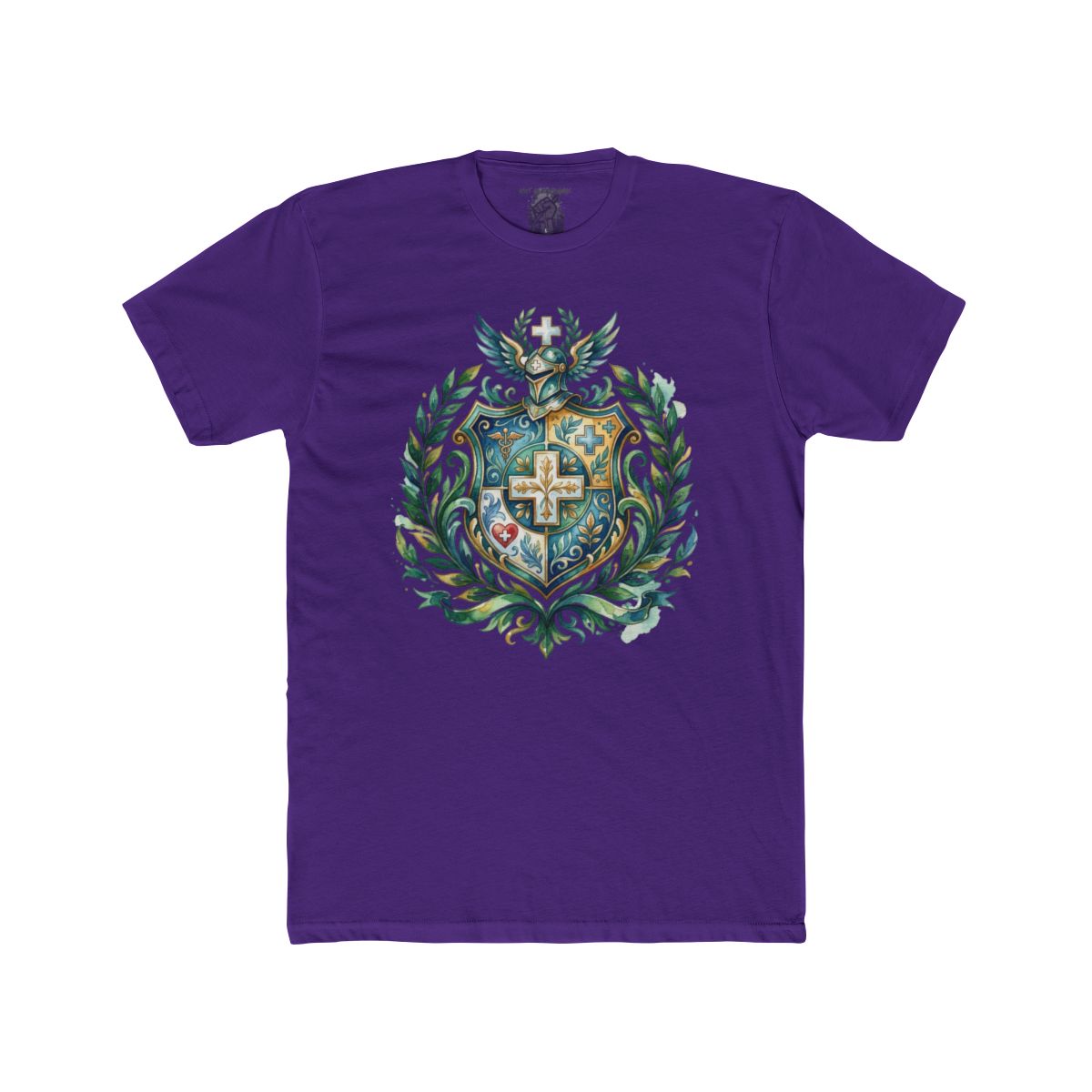 Heraldic Nurse Shield with Cross T-Shirt | Floral Crest, Vintage Coat of Arms - Image 14