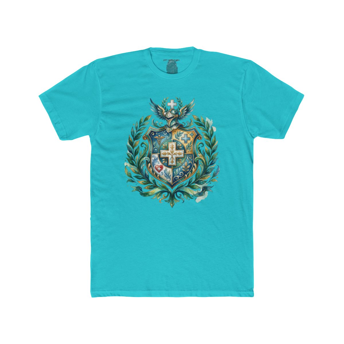 Heraldic Nurse Shield with Cross T-Shirt | Floral Crest, Vintage Coat of Arms - Image 12