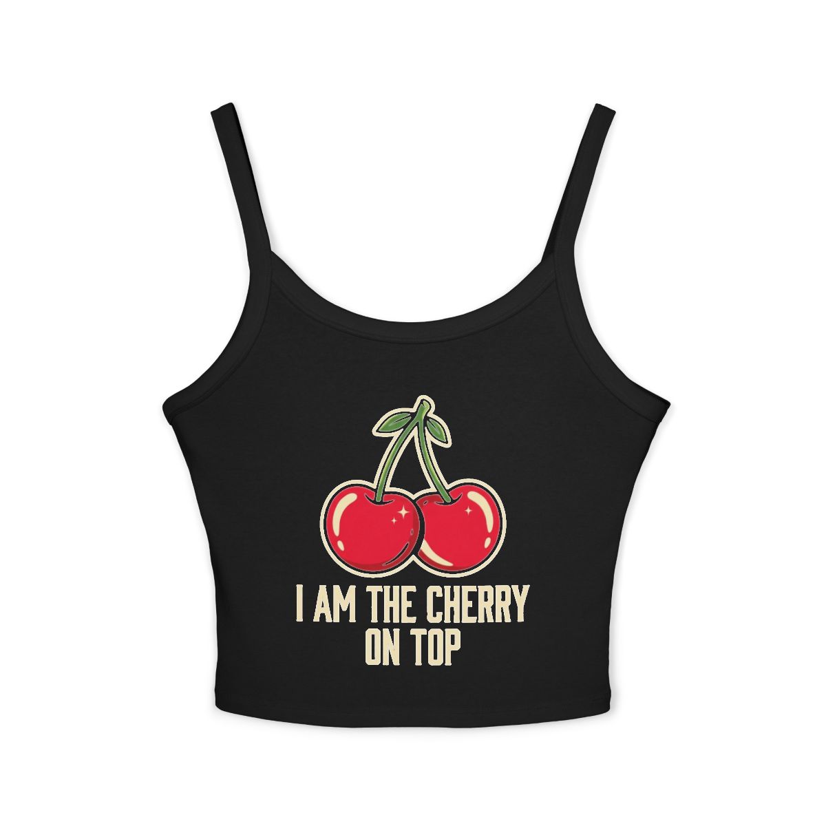 Cherry Illustration I Am The Cherry On Top Crop Tank Top | Crop Spaghetti Strap - Image 2