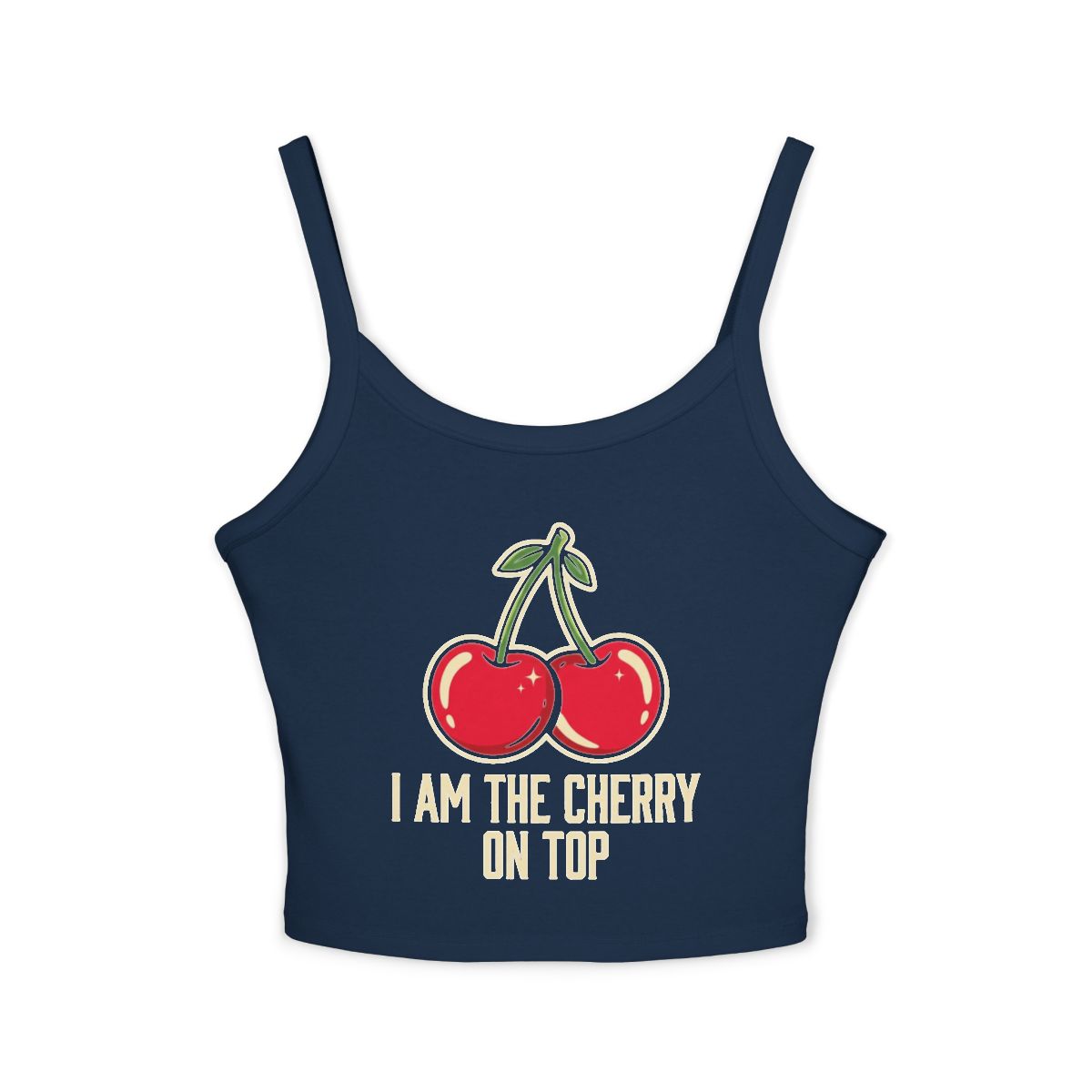 Cherry Illustration I Am The Cherry On Top Crop Tank Top | Crop Spaghetti Strap - Image 3